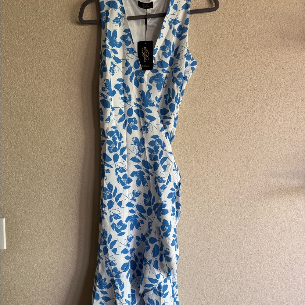 Blue Floral Sleeveless Dress